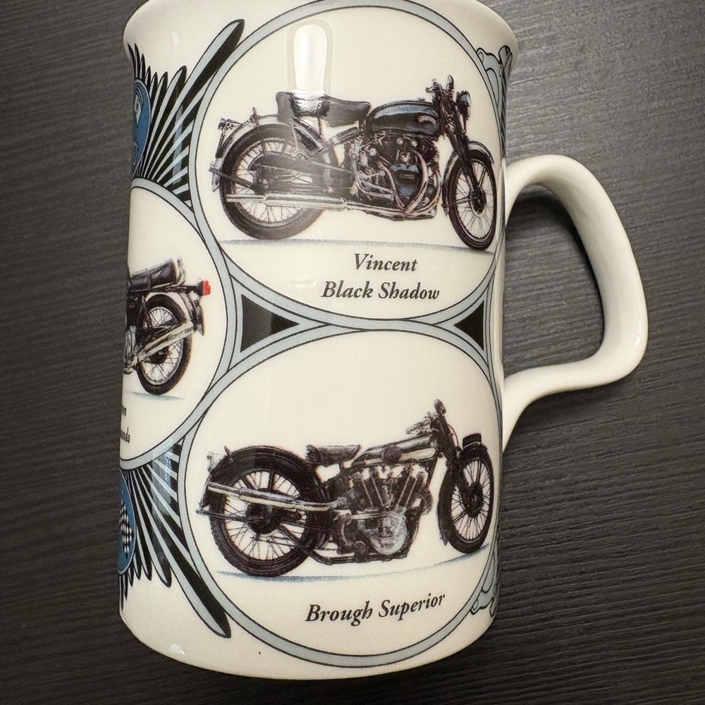 Roy Kirkham Days Past Motorcycle Mug - White